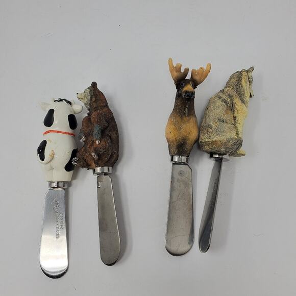 Mr Spreader set of 4 western resin cheese spreader knife set of 8 with Animal - Picture 5 of 9